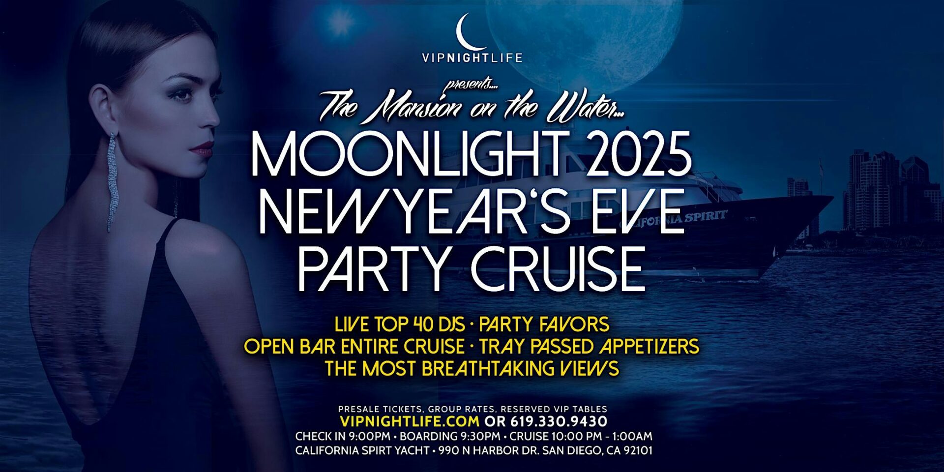 2025 San Diego New Year’s Eve Pier Pressure Moonlight Cruise ClubZone