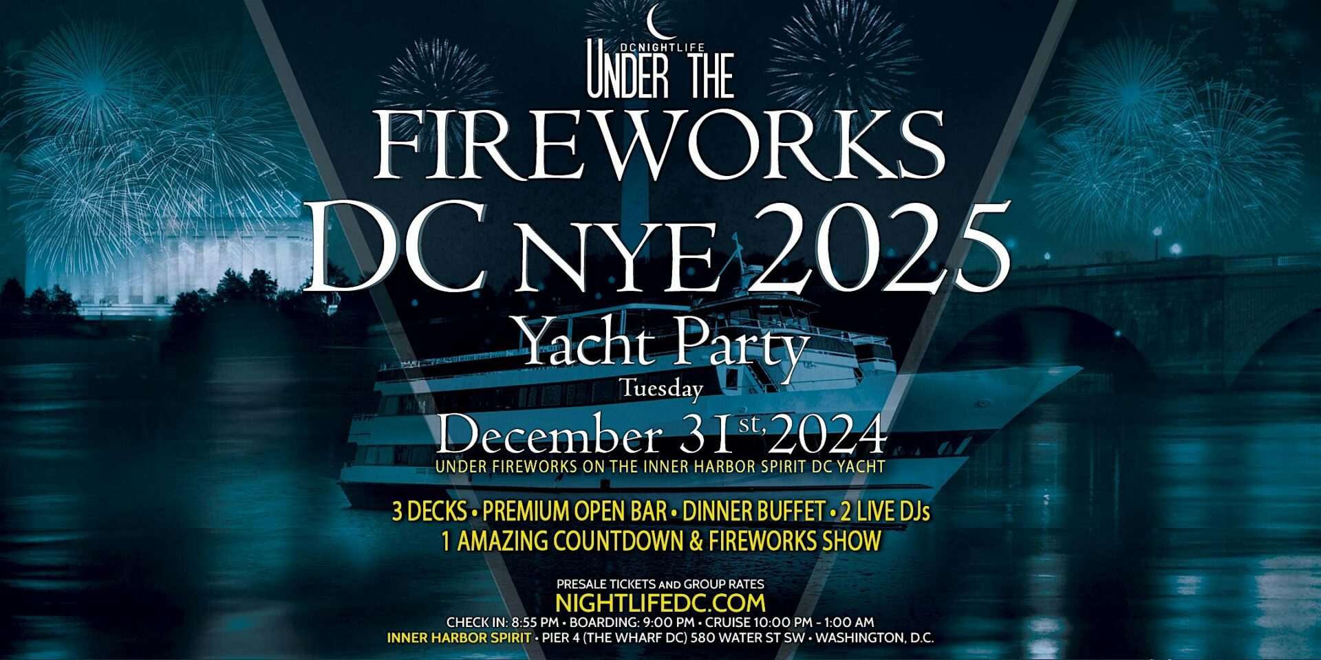 DC Under the Fireworks Yacht Party New Year’s Eve 2025 ClubZone