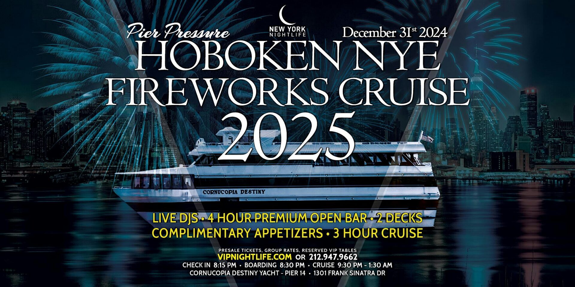 Hoboken New Year’s Eve Fireworks Party Cruise 2025 ClubZone