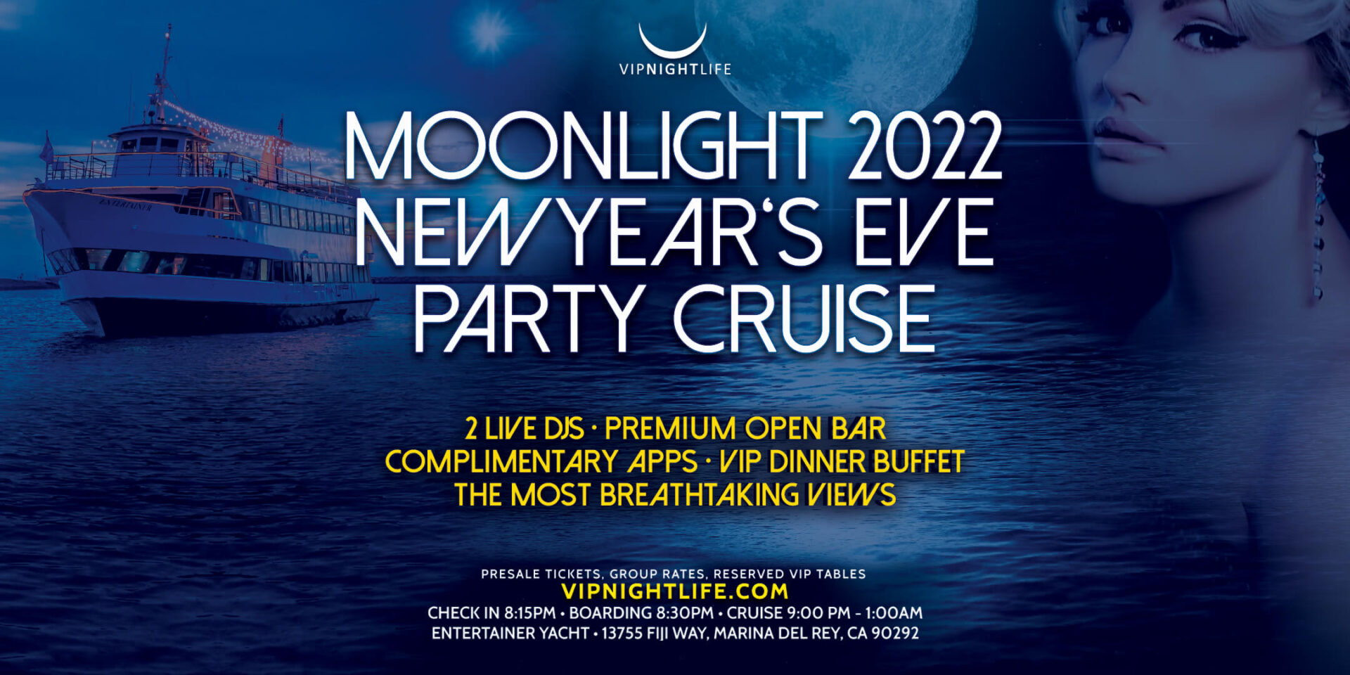 LA New Year's Eve Moonlight Pier Pressure Cruise 2022 - ClubZone