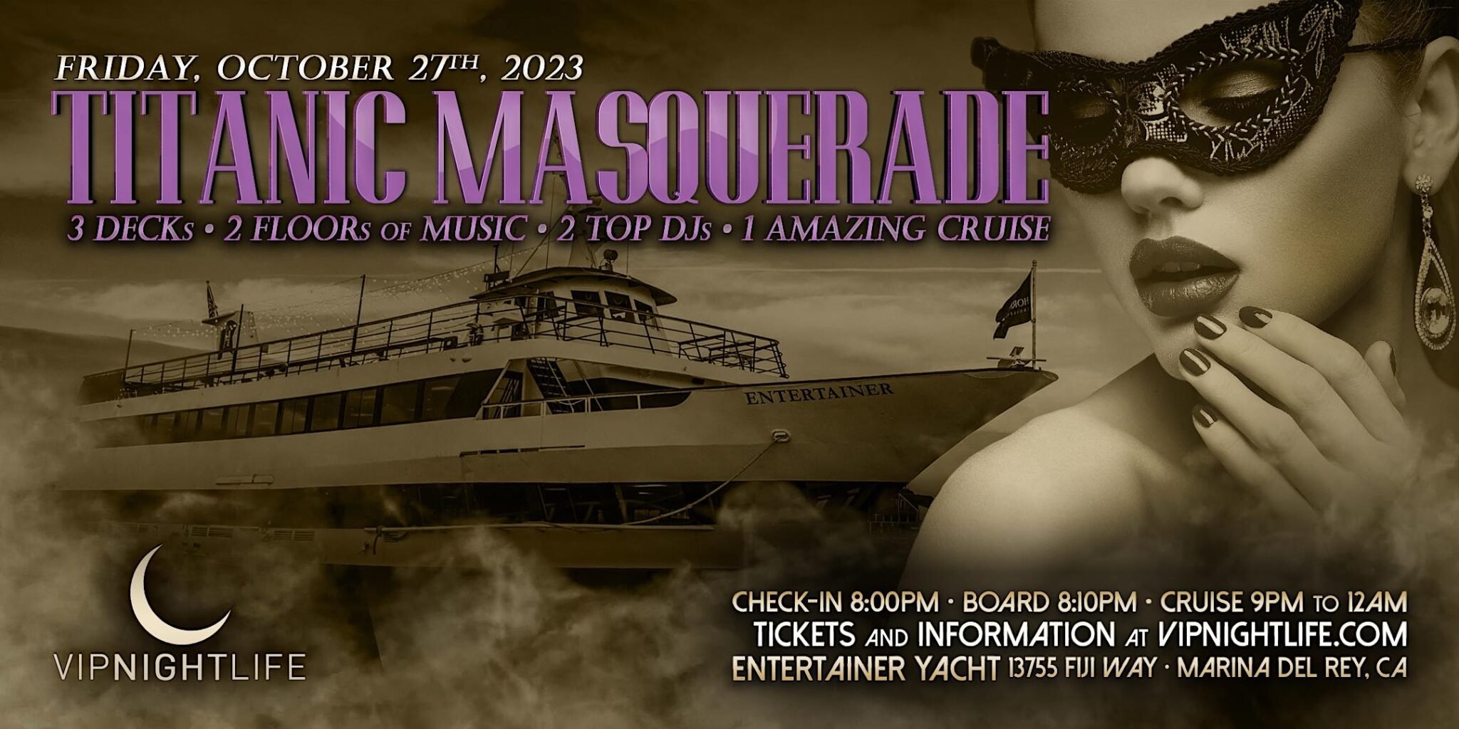 Titanic Masquerade Los Angeles Halloween Party Cruise ClubZone